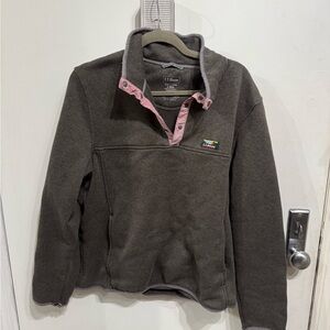 L.L. Bean Charcoal and Blush Fleece Sweatshirt